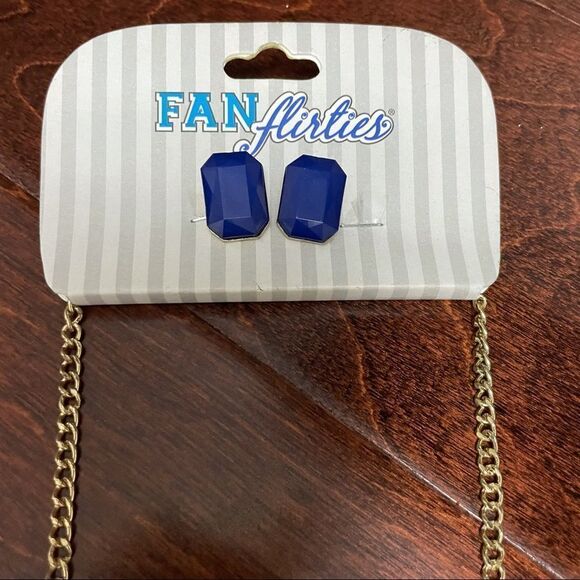 NWT Fan Flirties Blue and Orange Necklace and Earrings - Picture 3 of 5